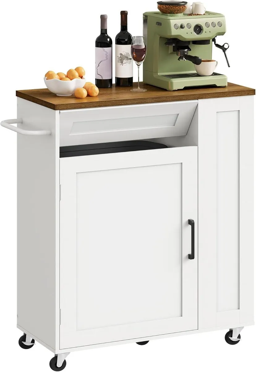 Mobile Kitchen Island Storage Trolley with Hidden - Image 1