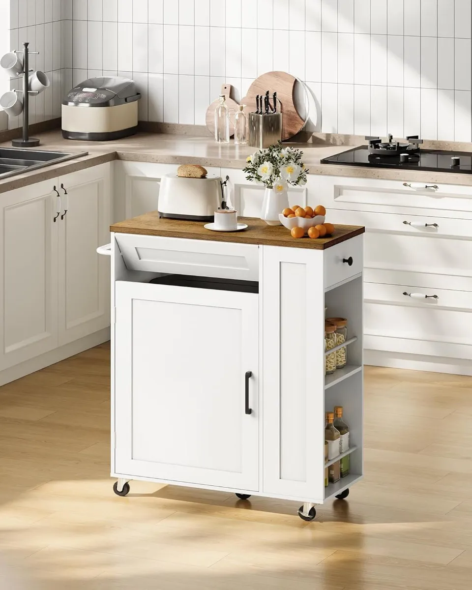 Mobile Kitchen Island Storage Trolley with Hidden - Image 2