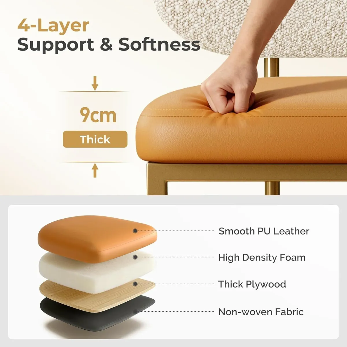 Single Bar Stool with Back Breakfast Stools - Image 4