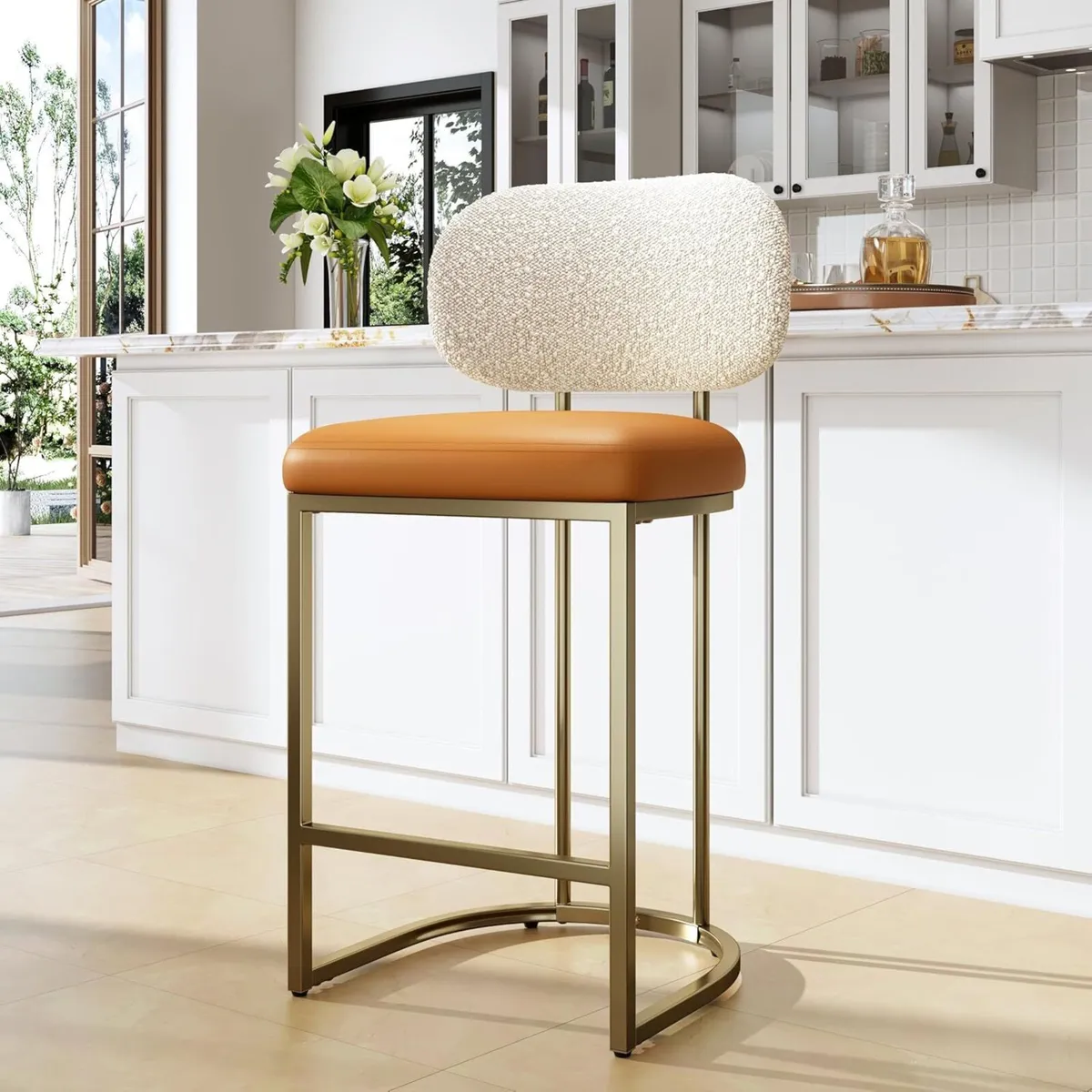 Single Bar Stool with Back Breakfast Stools - Image 1