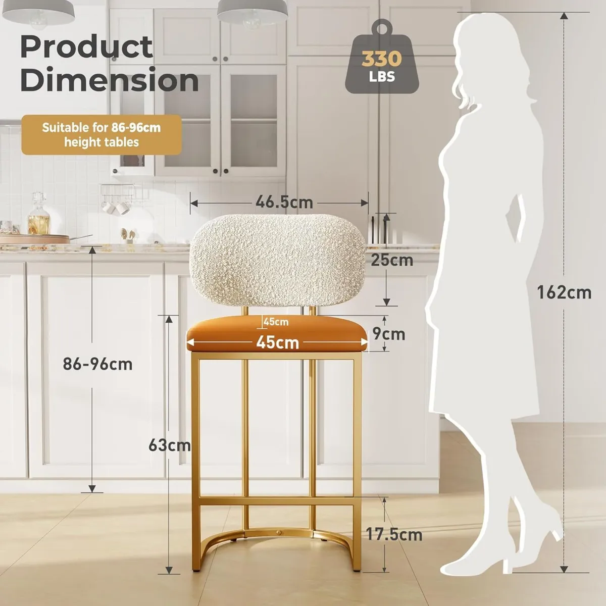 Single Bar Stool with Back Breakfast Stools - Image 2