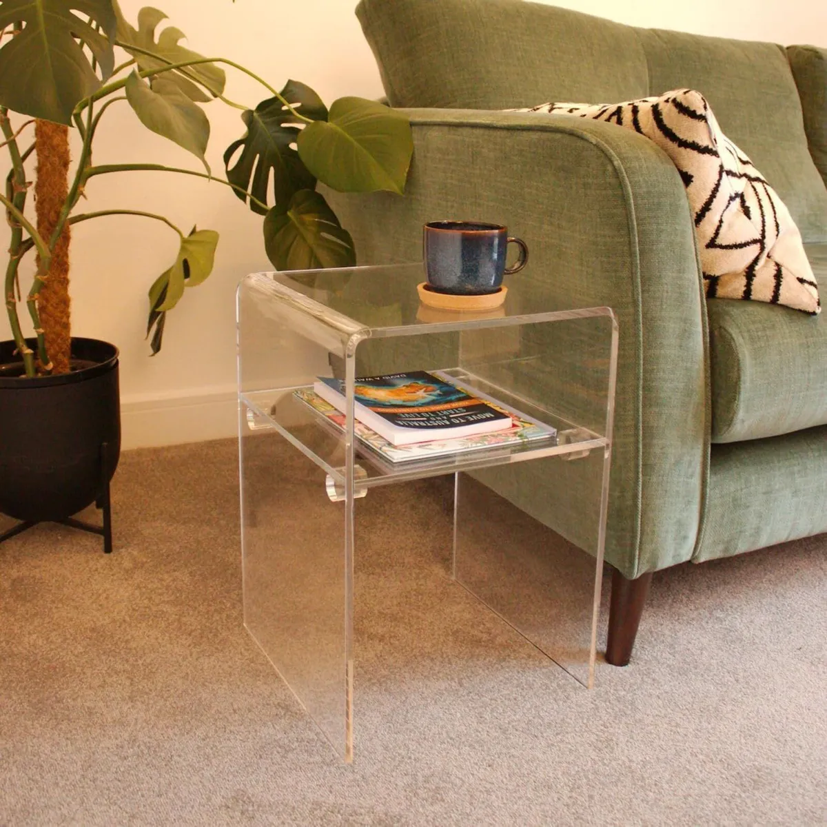 Clear Acrylic Perspex Plastic Side Table Living - Image 3