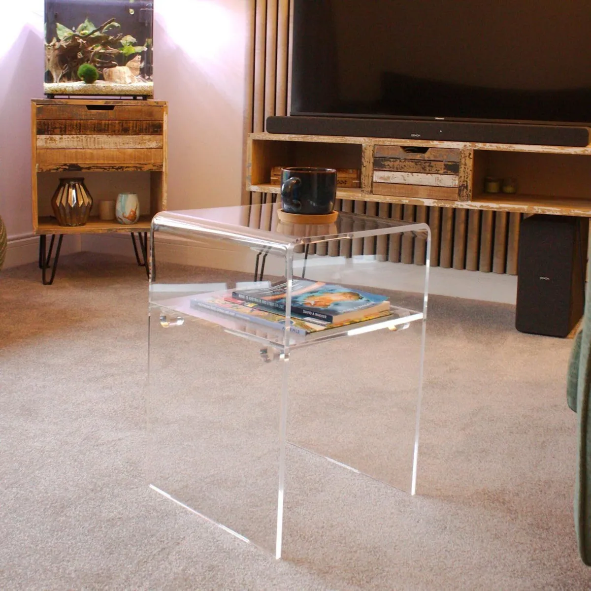 Clear Acrylic Perspex Plastic Side Table Living - Image 4