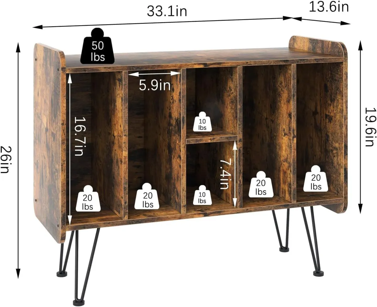 Record Player Stand 2-Tier Vinyl Storage 6 cube - Image 3