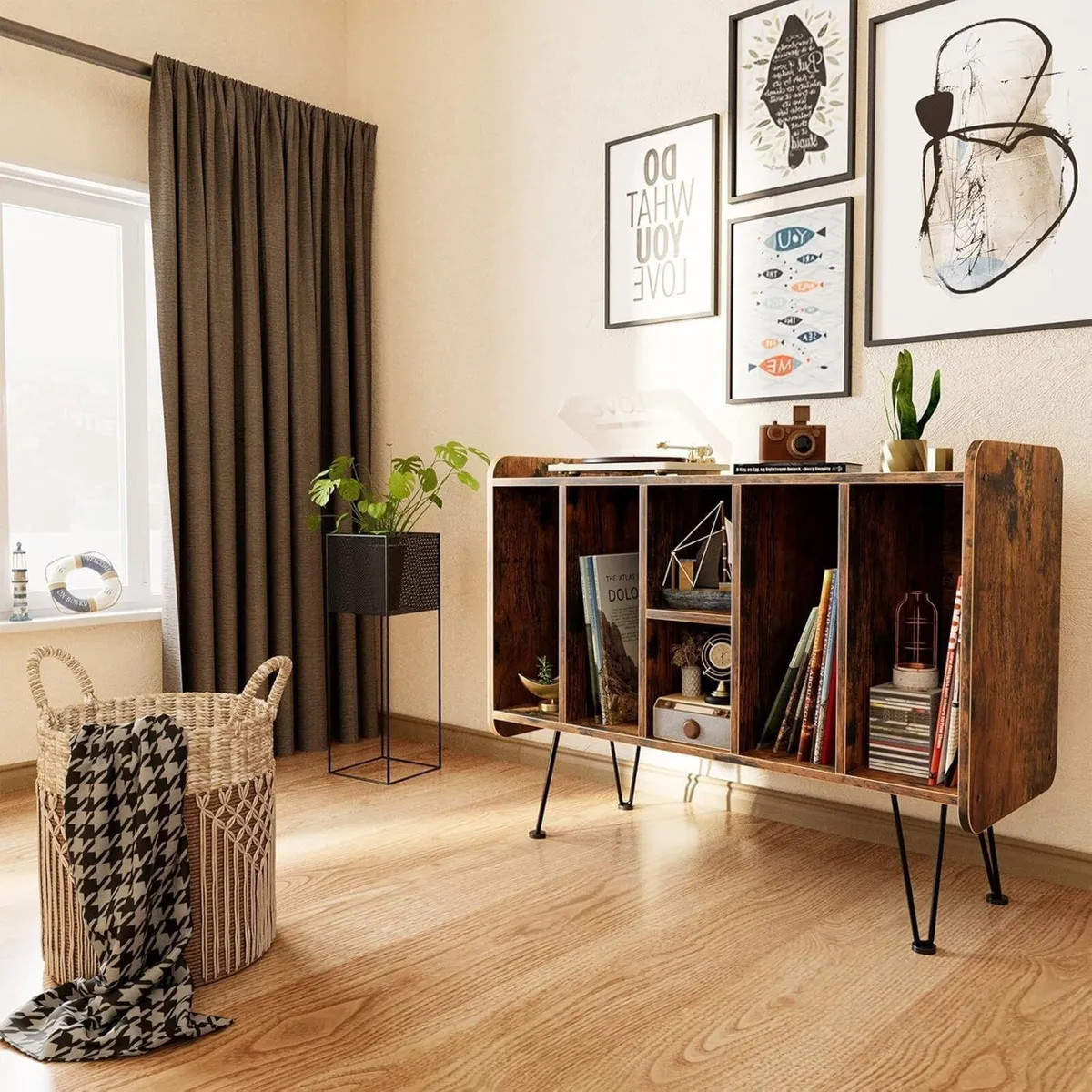 Record Player Stand 2-Tier Vinyl Storage 6 cube - Image 4