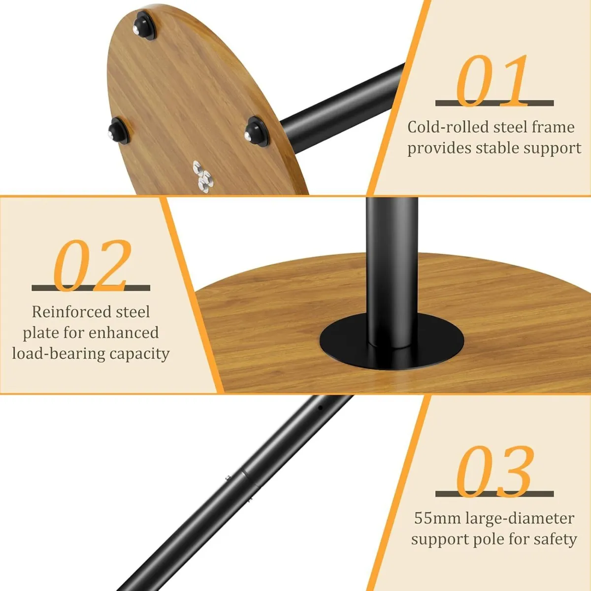 Floor TV Stand for 40-75 Inch TVs Rolling with - Image 3