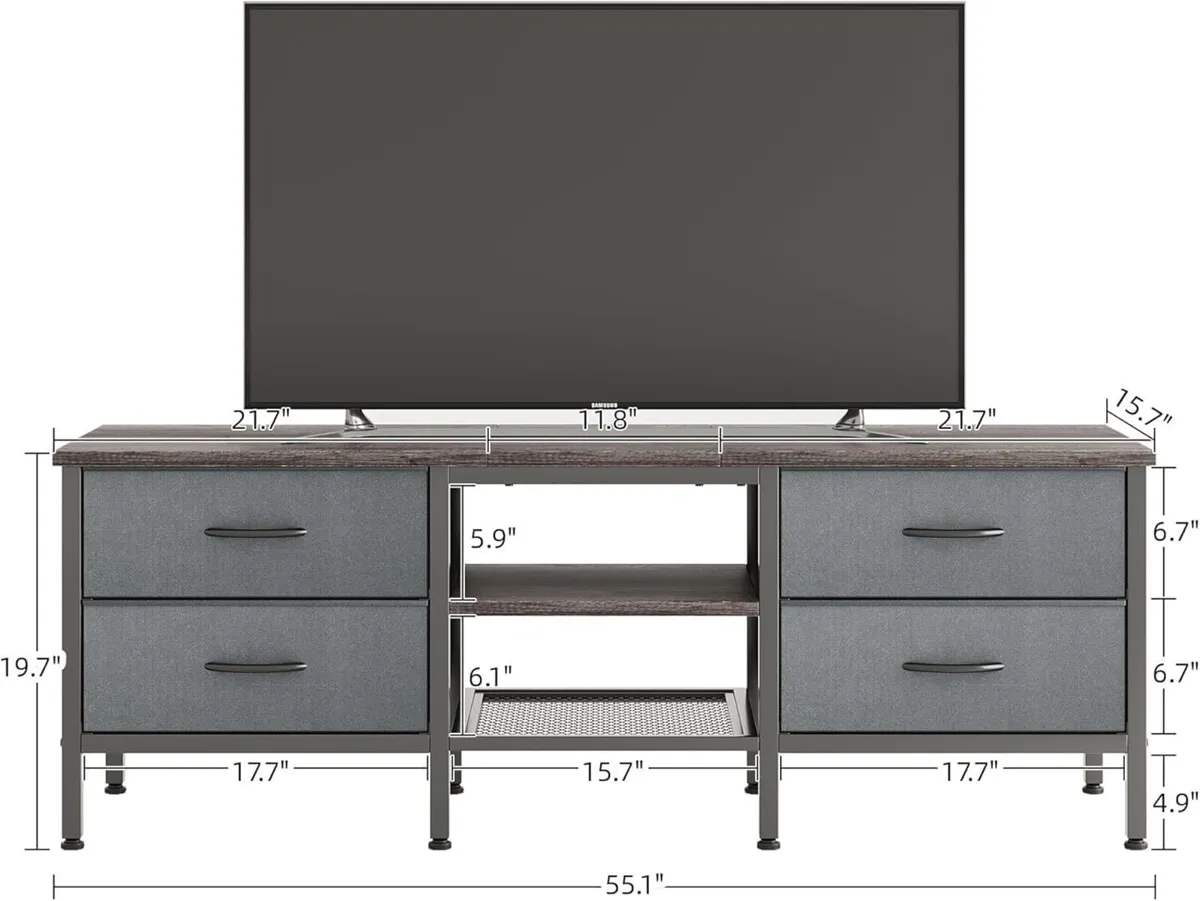 TV Stand with Storage Table 55 Inch Drawers for - Image 3