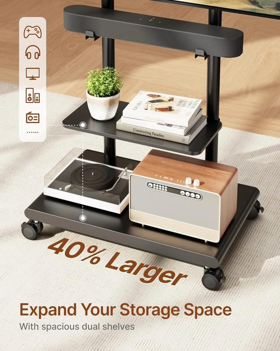 Mobile TV Stand with Soundbar Mount for 37-75 - Image 2