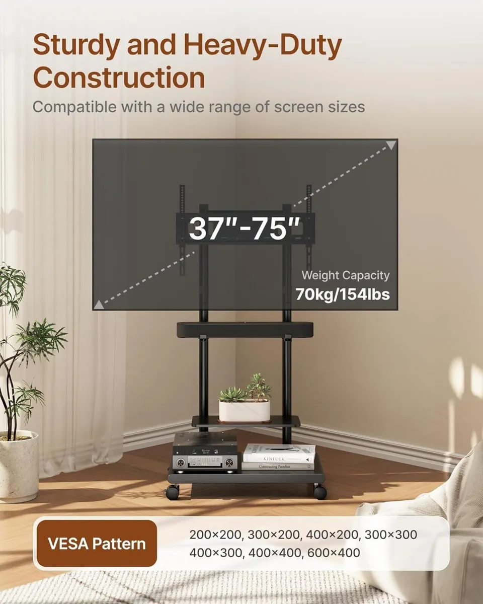 Mobile TV Stand with Soundbar Mount for 37-75 - Image 4