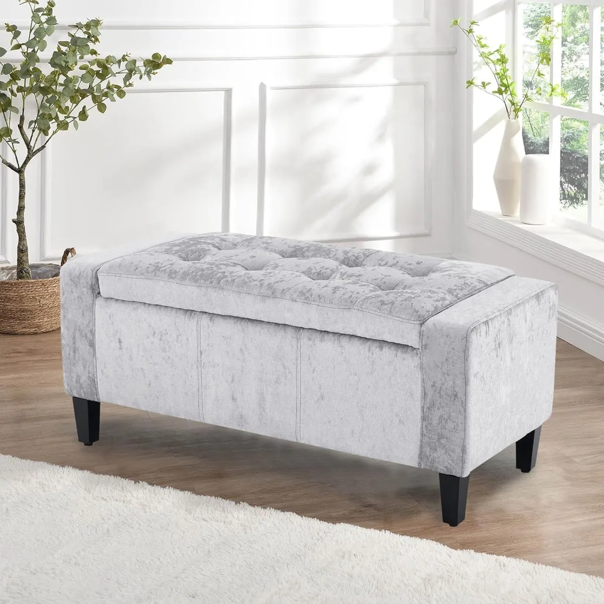 Designer Storage Ottoman Bench 92x40cms 2 seater - Image 2