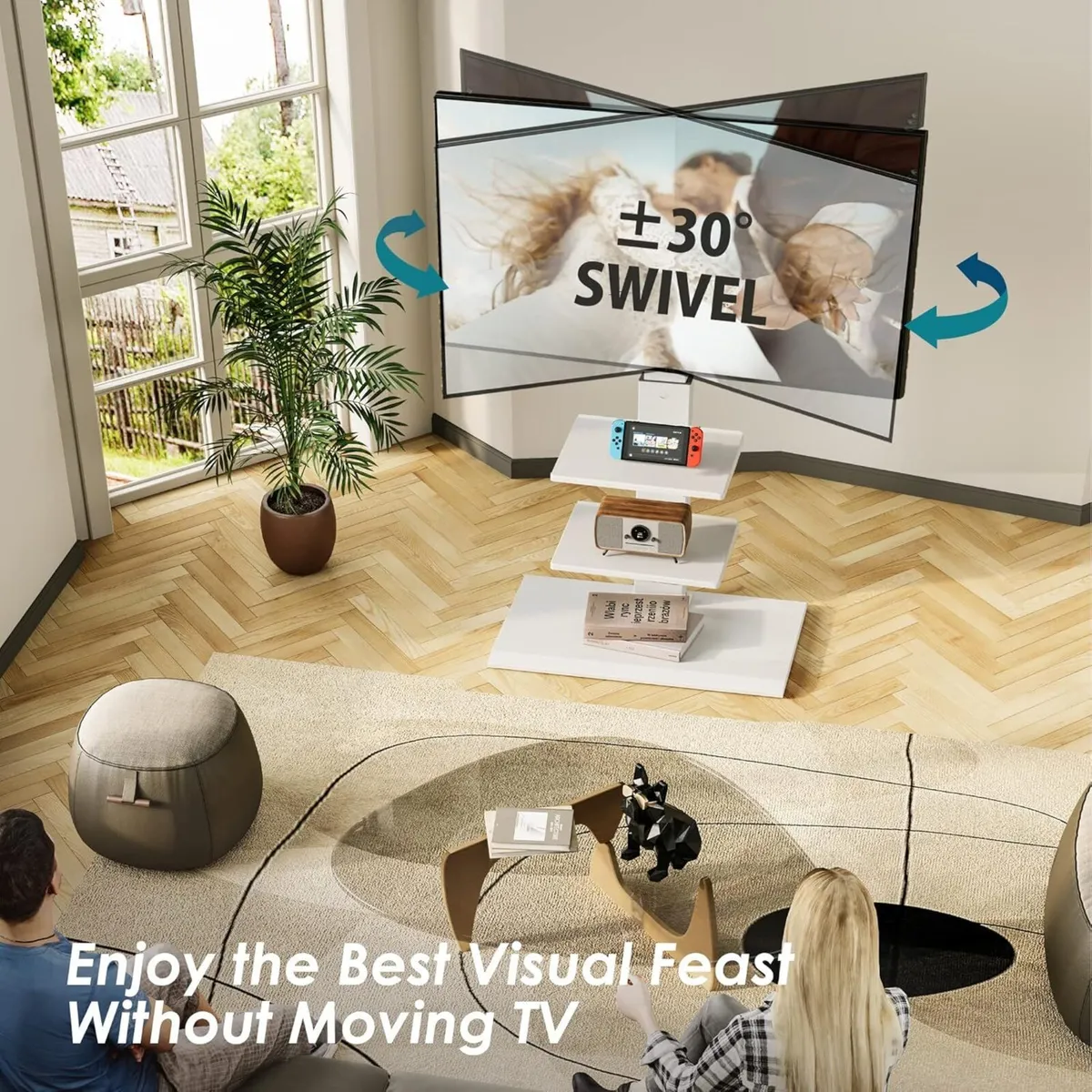 TV Floor Stand with Iron Base for 32-75 Inch Tilt - Image 2