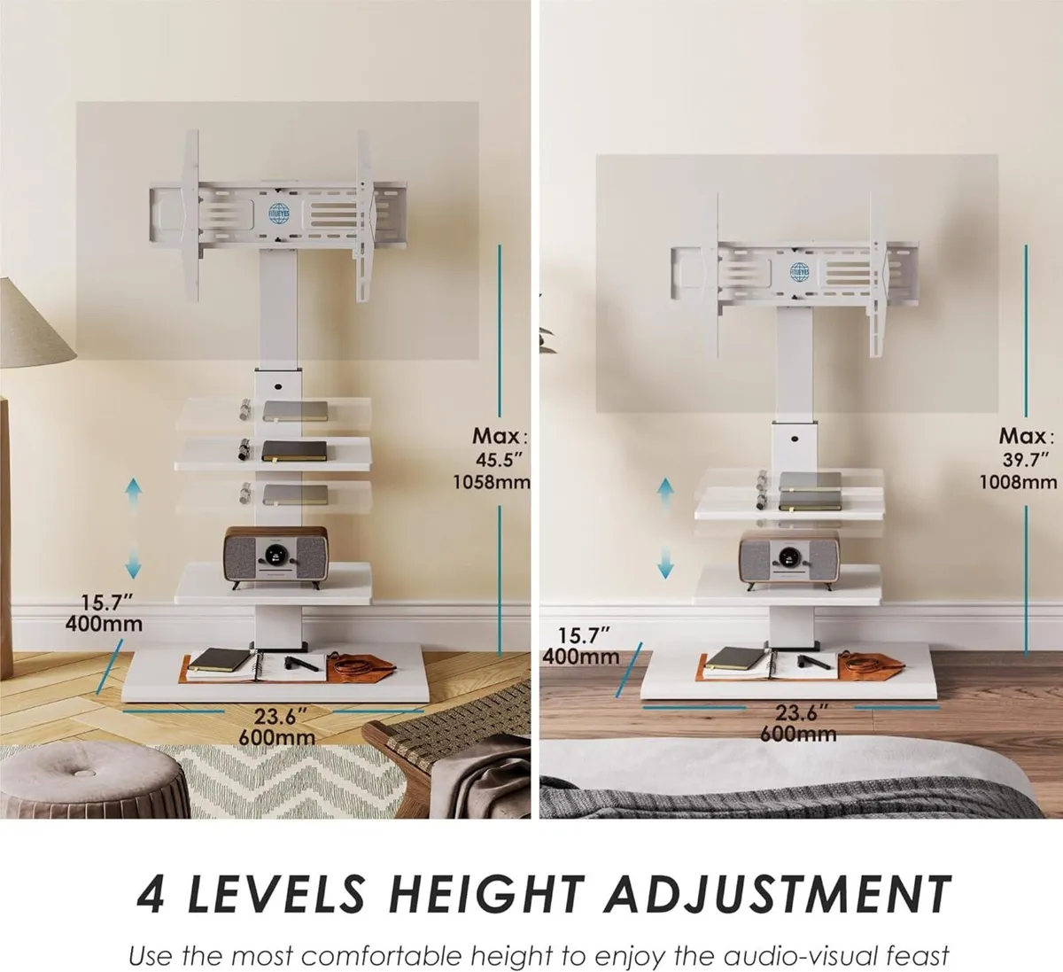 TV Floor Stand with Iron Base for 32-75 Inch Tilt - Image 3