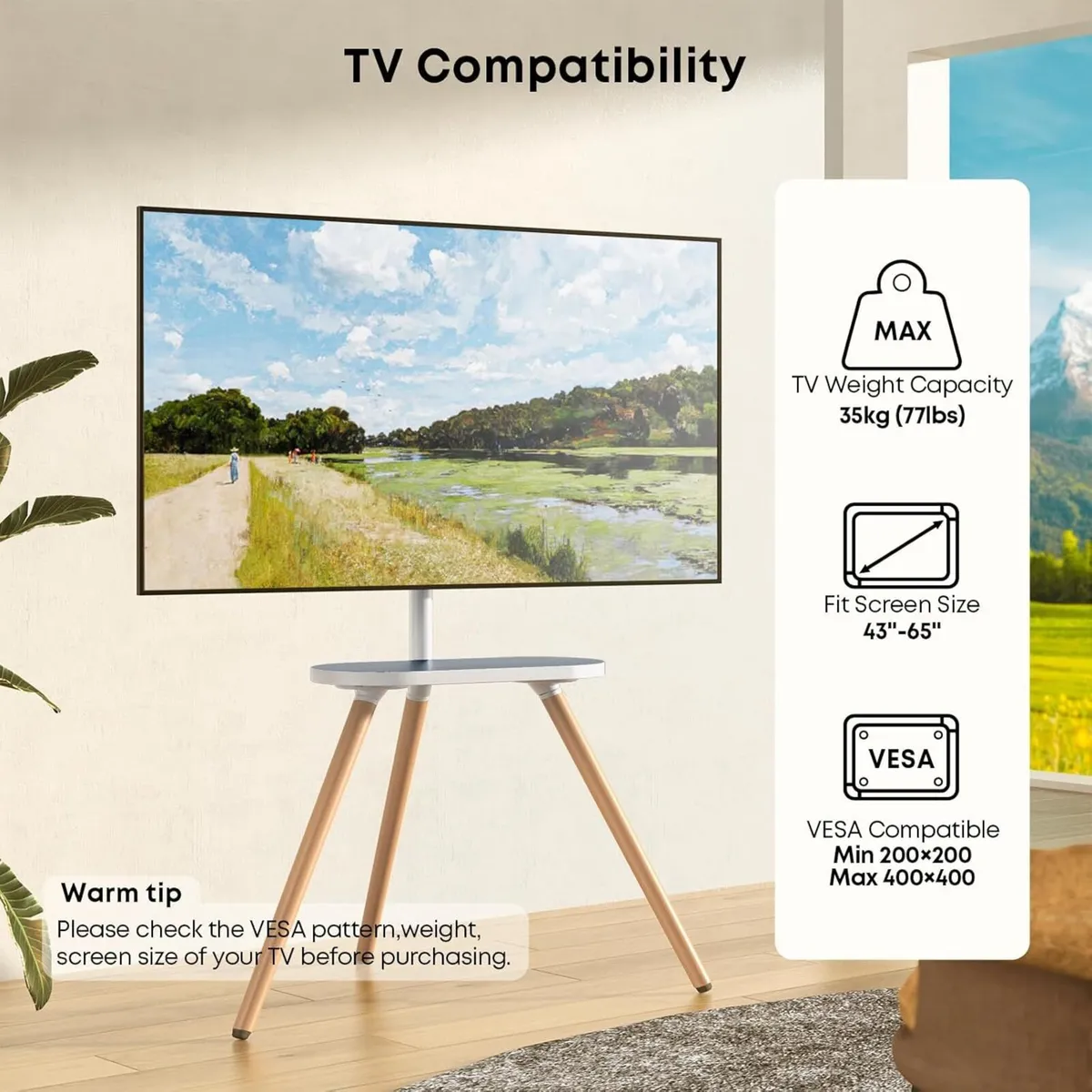 Easel TV Tripod Stand for 43 to 65 Inch LED LCD - Image 3