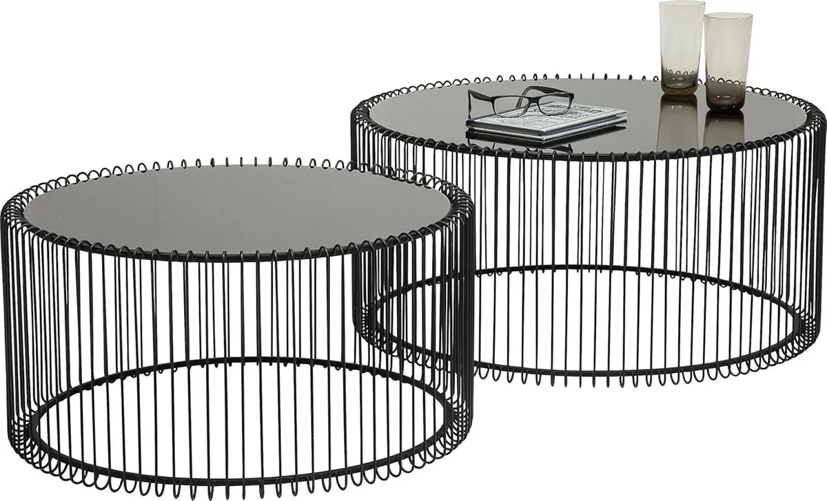 Design Wire Coffee Table Set of 2 Black 70 cm - Image 1