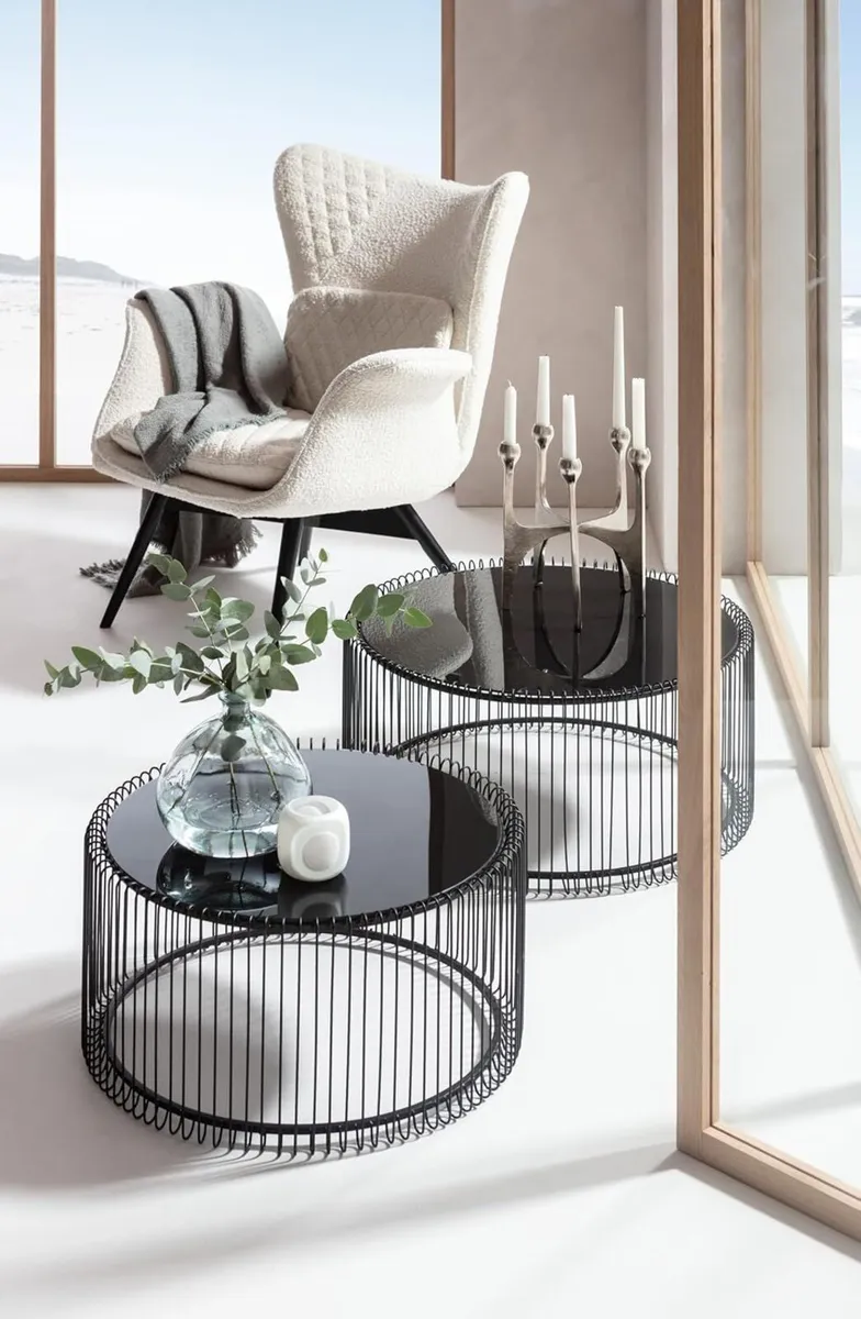 Design Wire Coffee Table Set of 2 Black 70 cm - Image 2