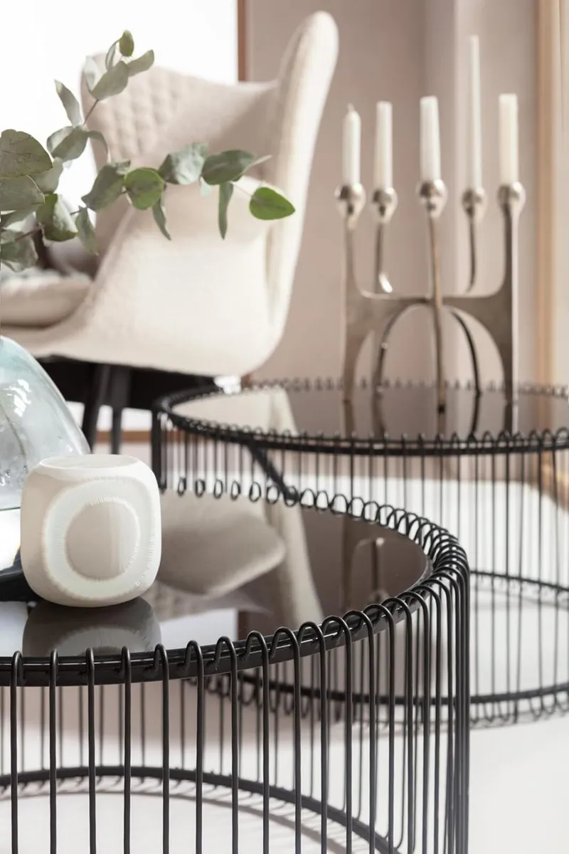 Design Wire Coffee Table Set of 2 Black 70 cm - Image 3