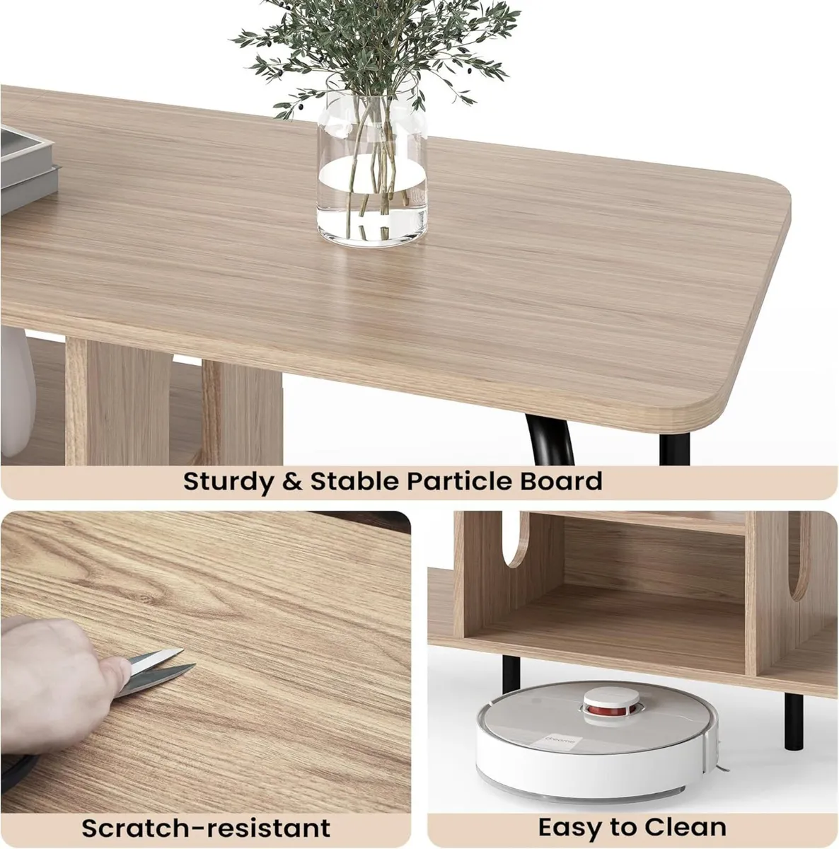 Oak TV Unit for 55 Inch 120cm Wooden Cabinets - Image 4