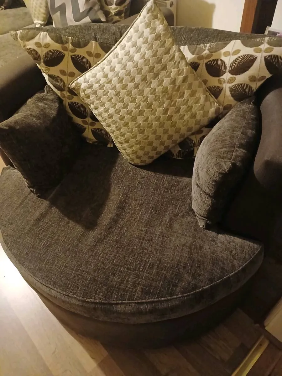 3 seater 2 seater couch and swivel chair - Image 3