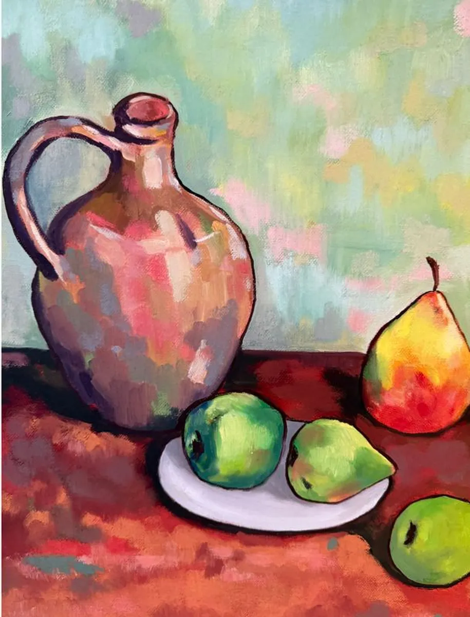 Still-life Oil painting in white frame - Image 2