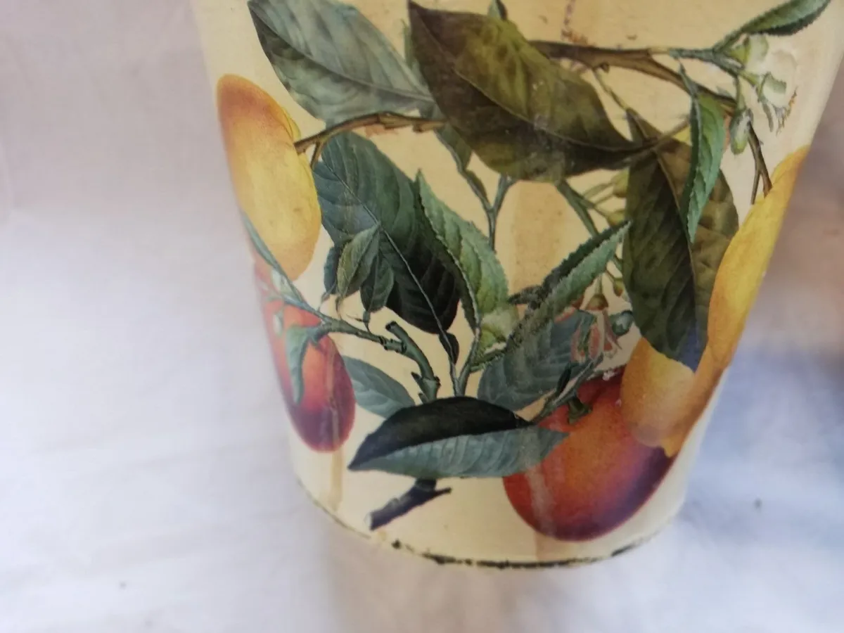 Vintage 2 Small enamel flowers painted buckets Pla - Image 4