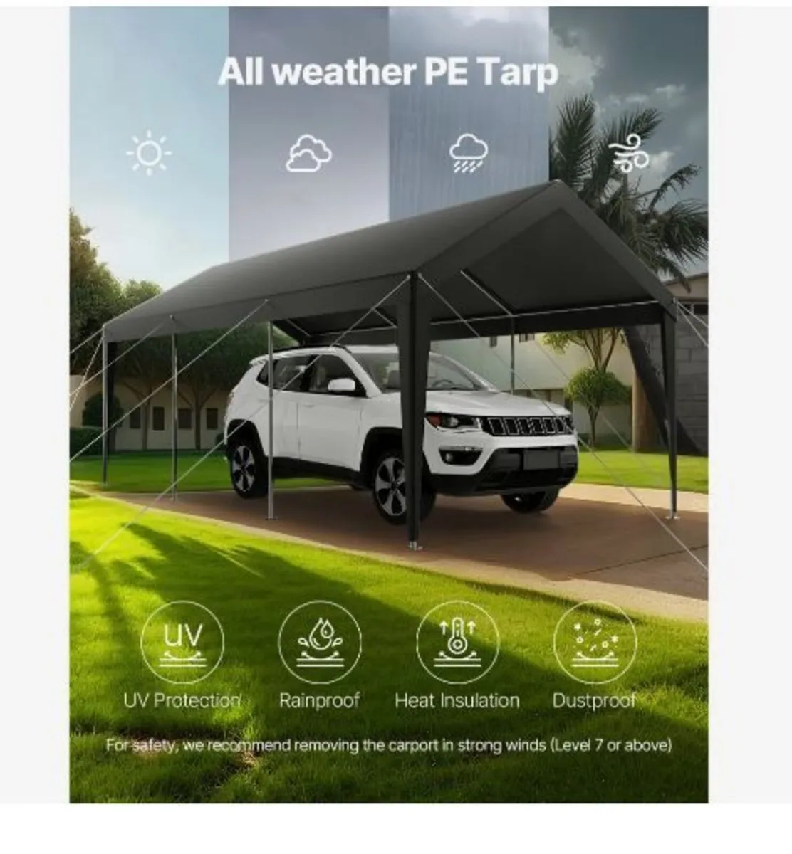 Carport, 10 x 20 FT Outdoor Car Canopy - Image 3