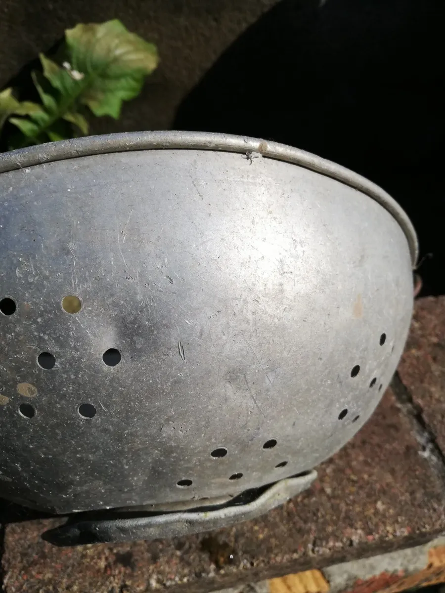 Vintage Enamel Enamelware Colander Strainer with 2 - Image 4