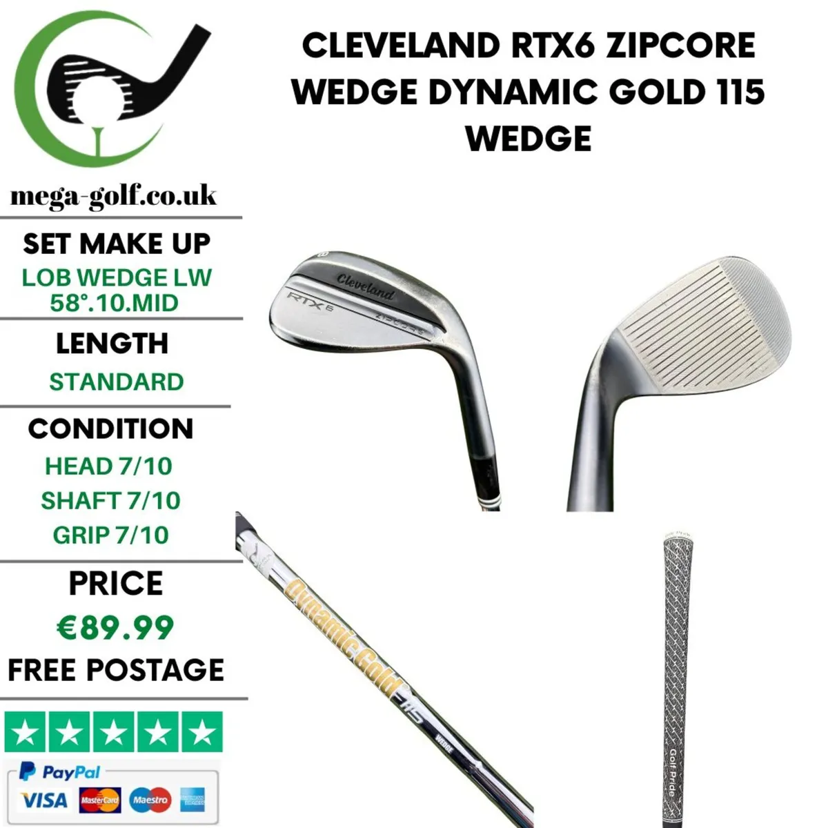 Cleveland RTX6 Zipcore Wedge Lw 58°.10.Mid / Wedge - Image 1