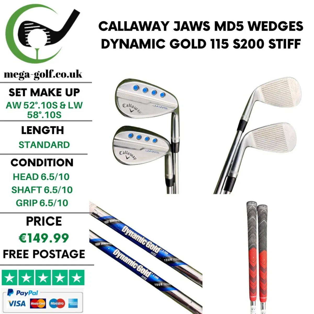 Callaway Jaws MD5 Wedges Aw 52°.10S & Lw 58°.10S - Image 1