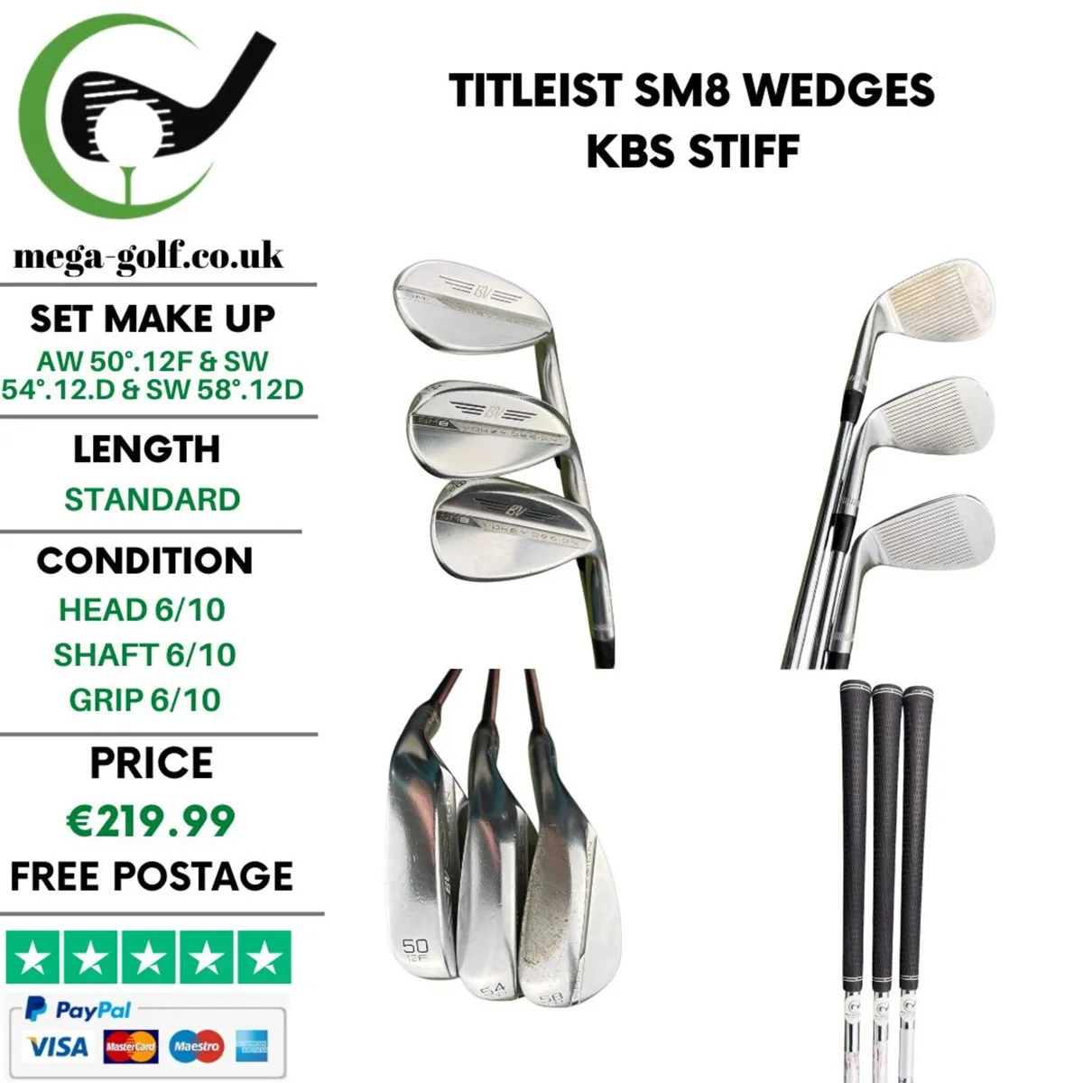 Titleist SM8 Wedges Aw 50° & Sw 54° & Sw 58° - Image 1