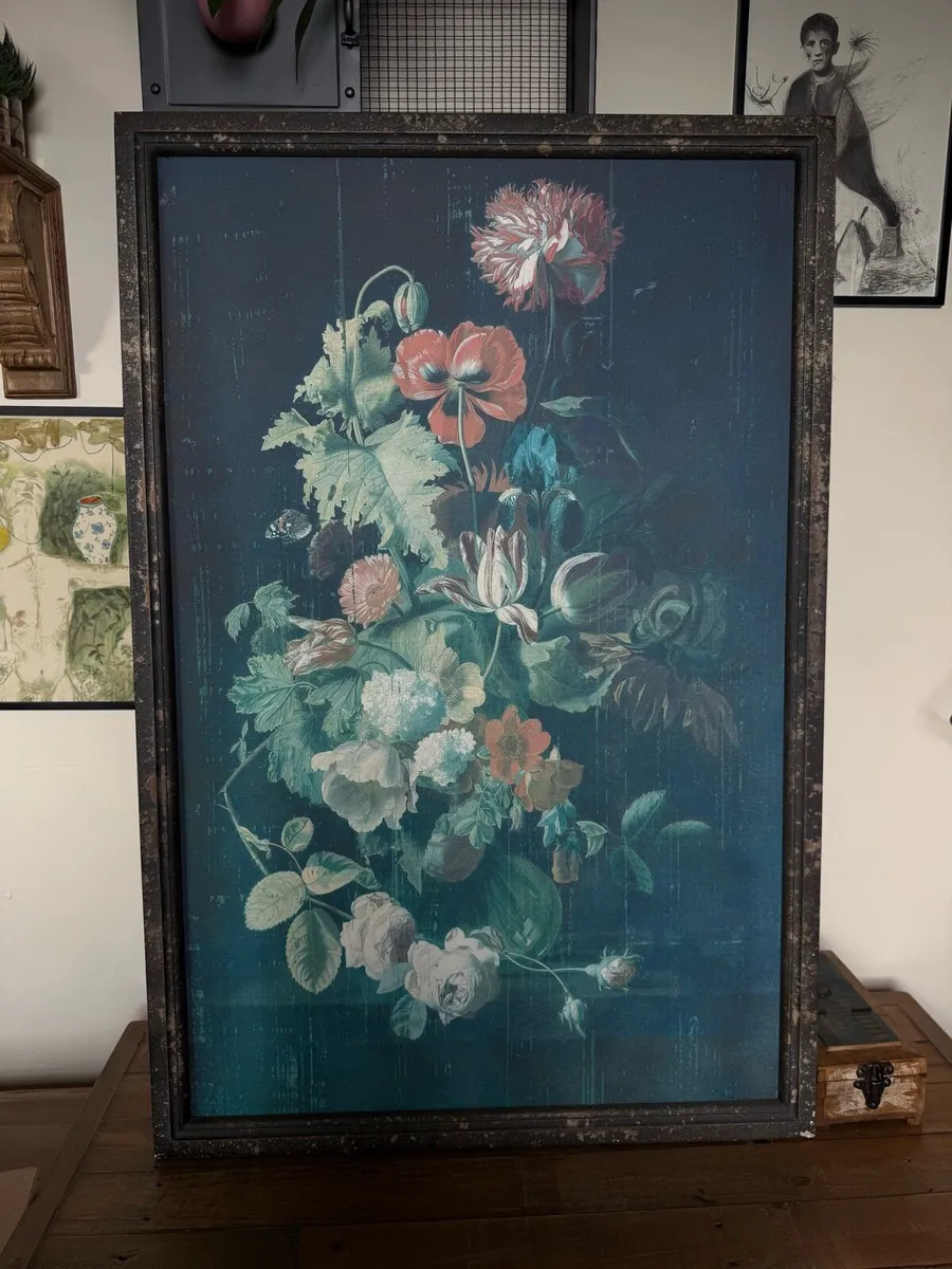 Large Framed Floral Art Print (80x120cm approx) - Image 1