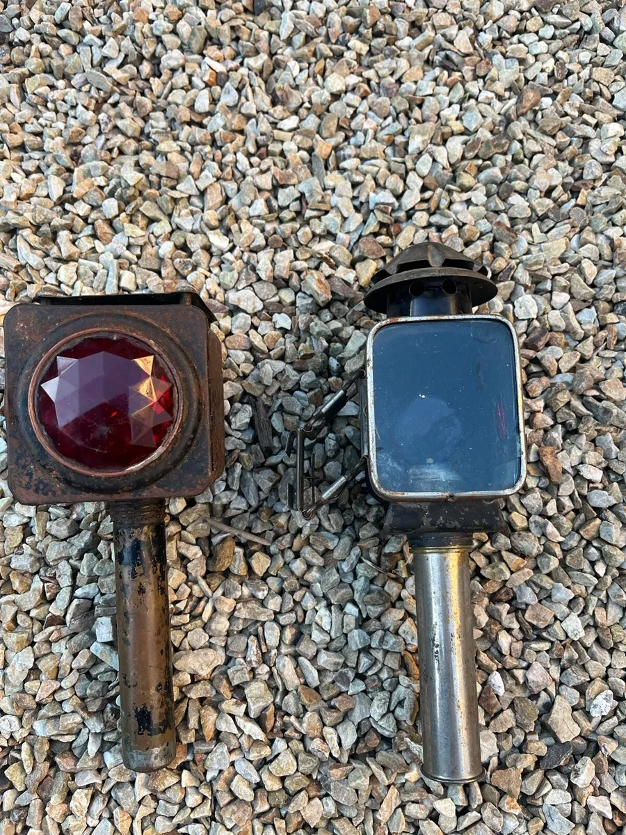 2 Antique Bicycle Candle Lamps - Image 1