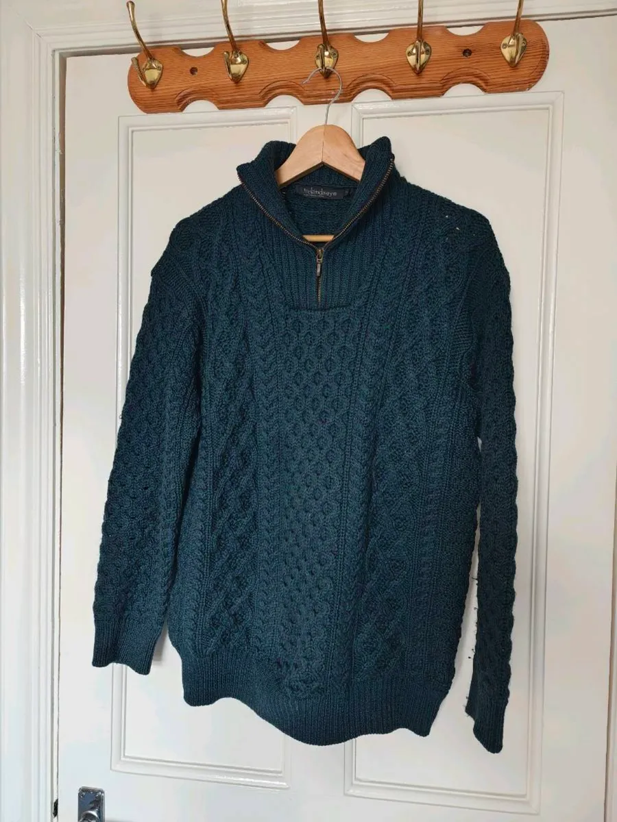 Aran Wool Half-Zip Sweater – XL RRP €135 - Image 1