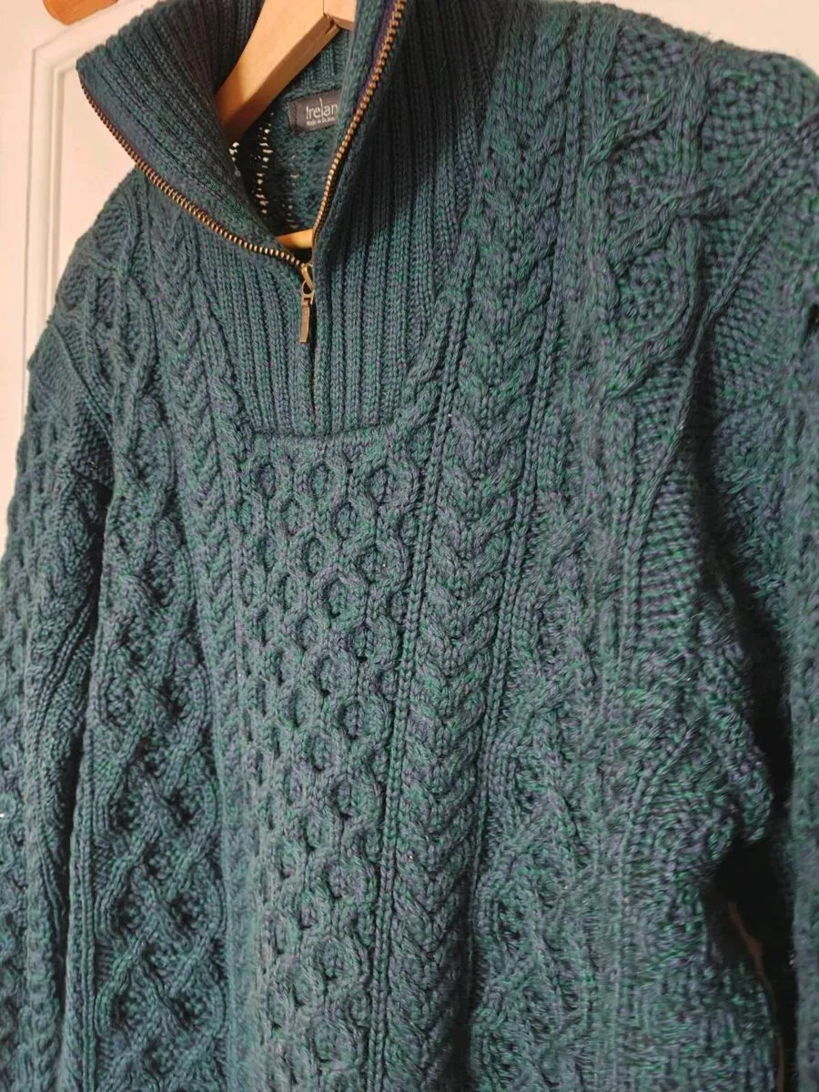Aran Wool Half-Zip Sweater – XL RRP €135 - Image 2