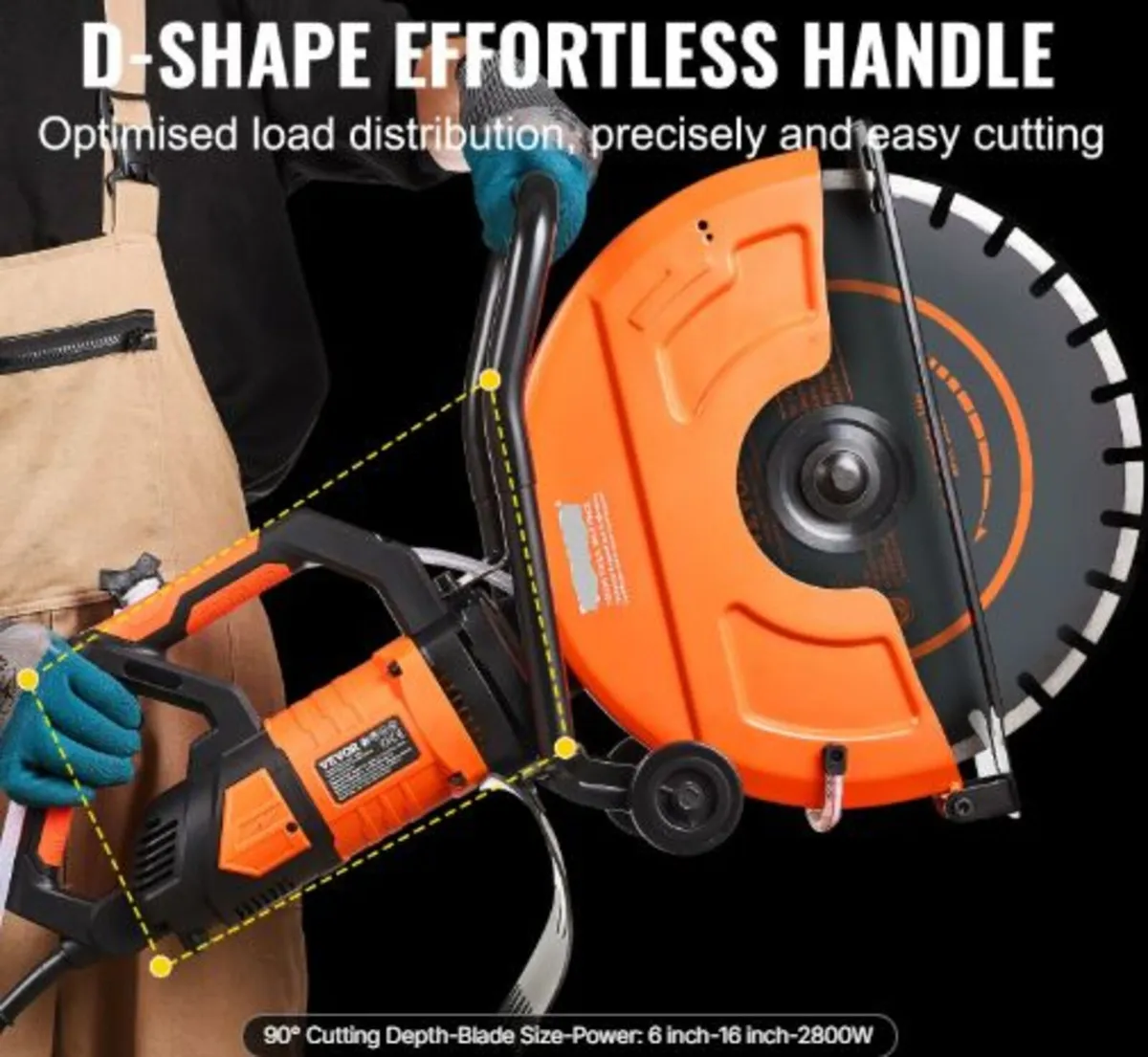 16"/40.6 cm Electric Concrete Saw Wet/Dry Saw Cut - Image 3