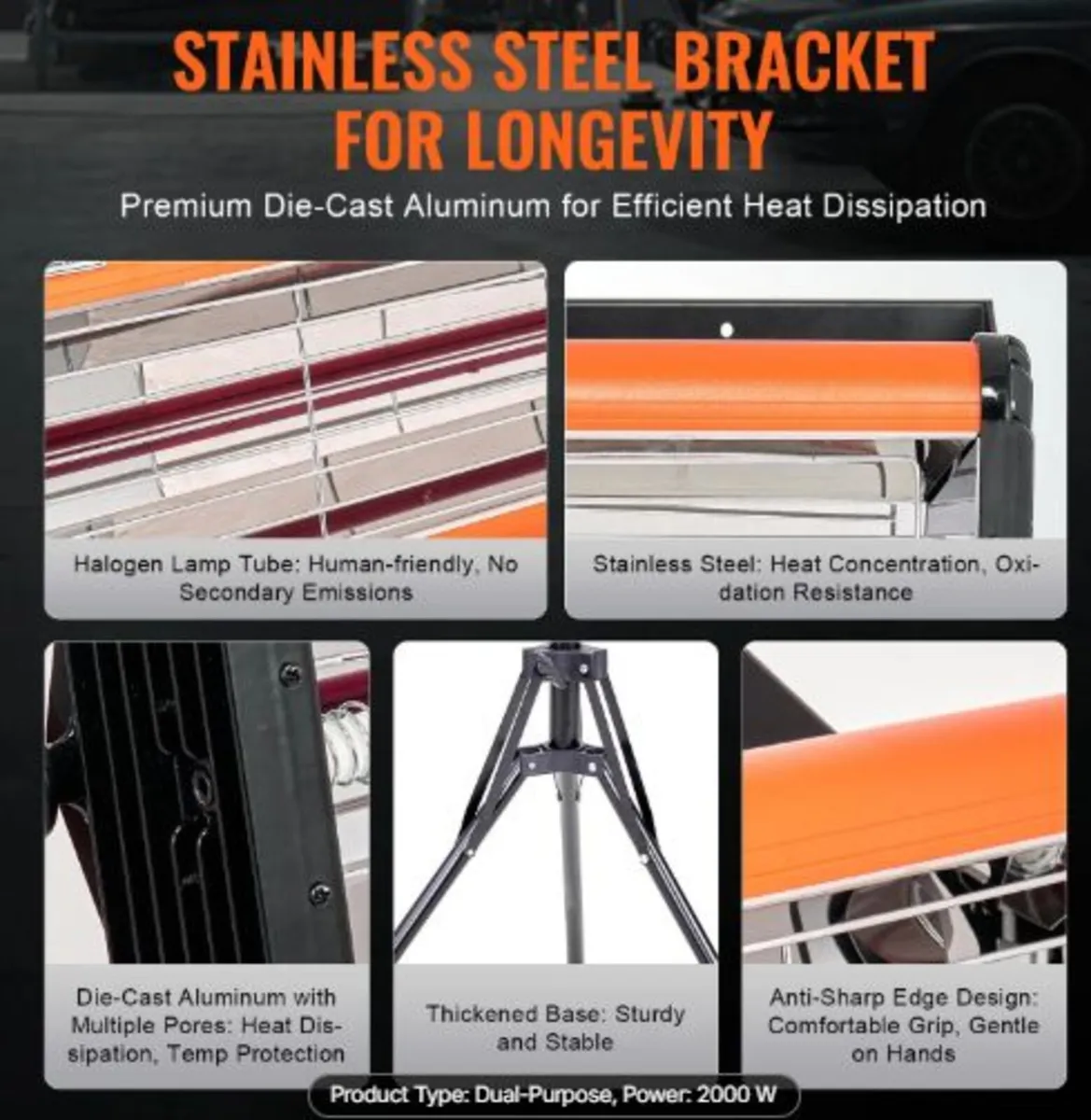 Infrared Curing Lamp,Handheld/Stand Dual Use,2000W - Image 4