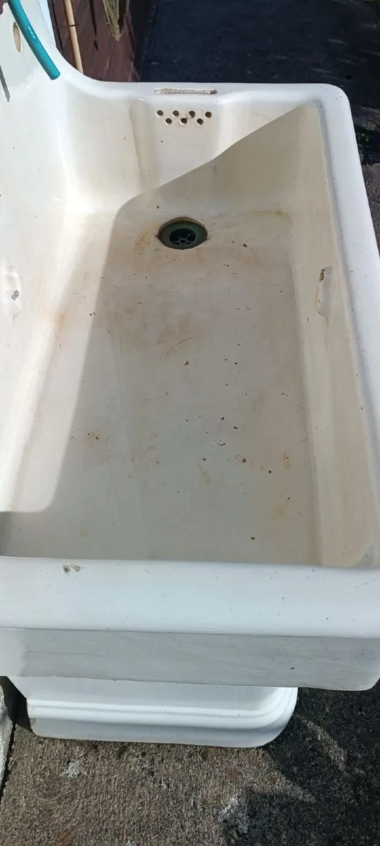 Original double Belfast sink in ceramic with stand - Image 4