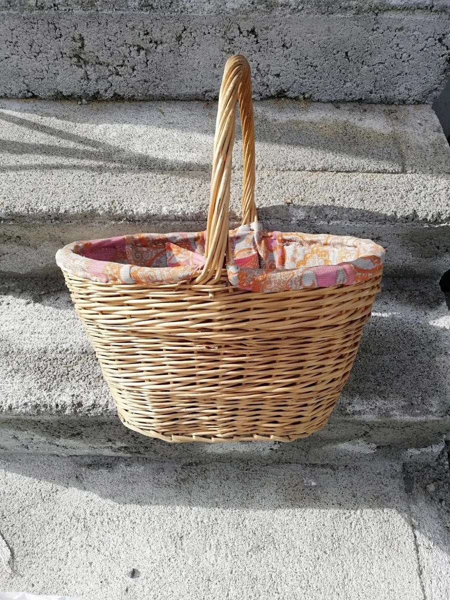 Willow Wicker Shopping Basket Oval Shopper Cotton - Image 1