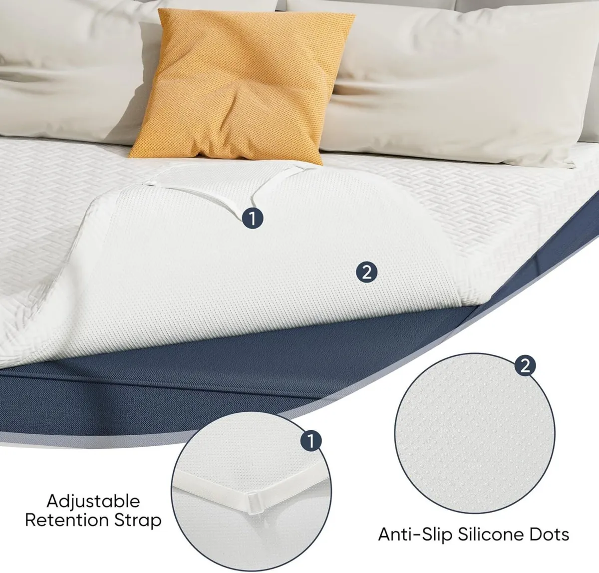 Memory Foam Mattress Topper Kingsize Bed 3 Inch - Image 3