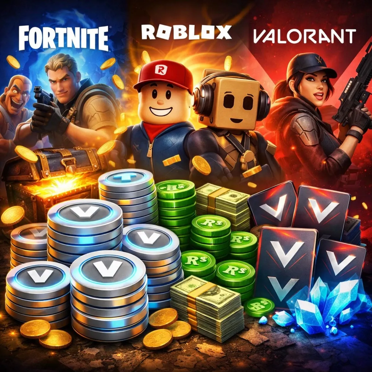 🎮 Cheap Game Currency Fortnite, Roblox, Valorant