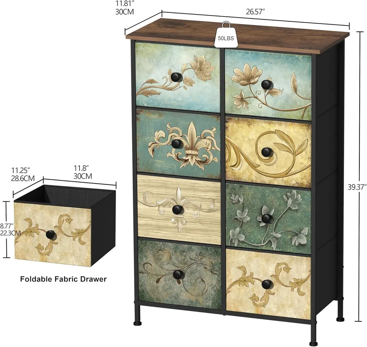 Chest of Drawers with 8 Narrow Tall Dresser for - Image 2