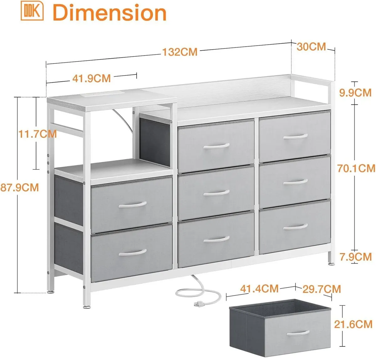 Chest of Drawers Bedroom Contains 2 USB AC Ports - Image 3