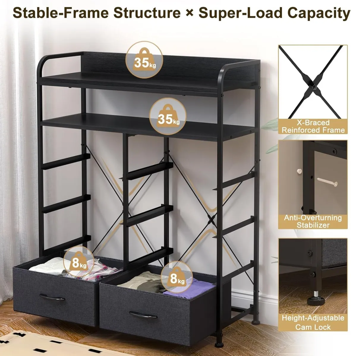 Chest of Drawers Bedroom Large Dresser Storage - Image 3