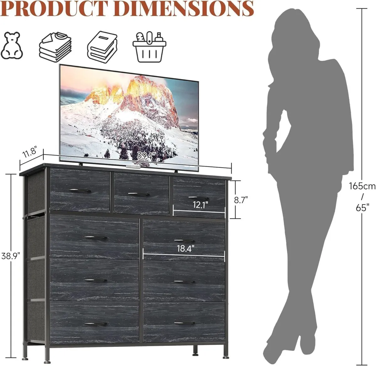 Chest of Drawers Dresser for Bedroom with 9 - Image 3