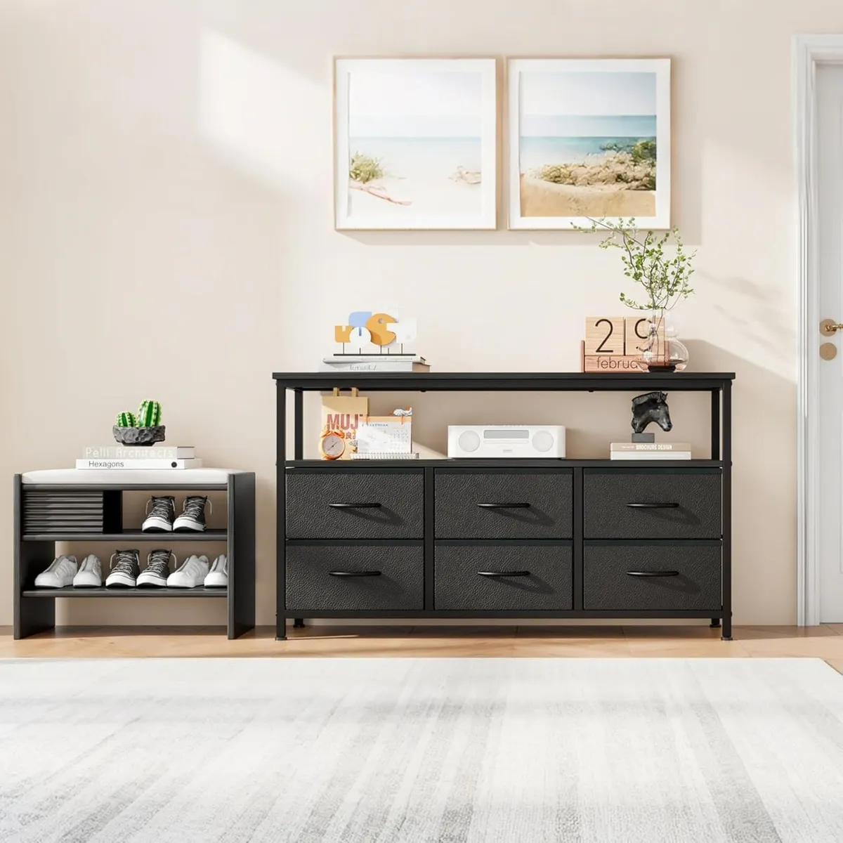 55 Inch TV Stand with Storage Drawers Shelf Unit - Image 2