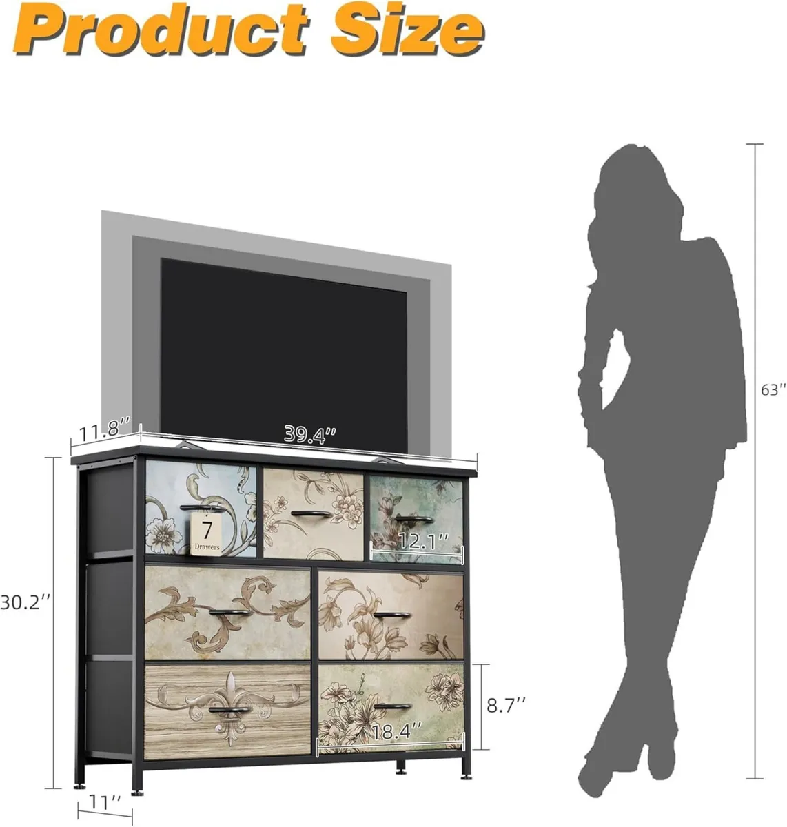 Chest of Drawers with 7 Tall Dresser for Bedroom - Image 3