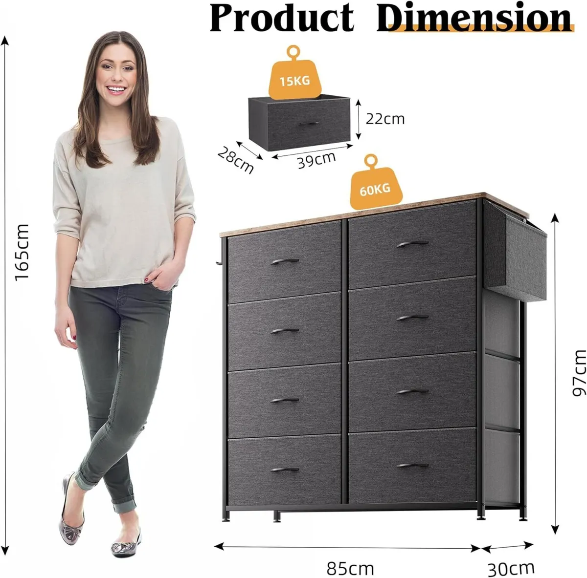 Fabric Chest of Drawers - Canvas Storage Unit - Image 3