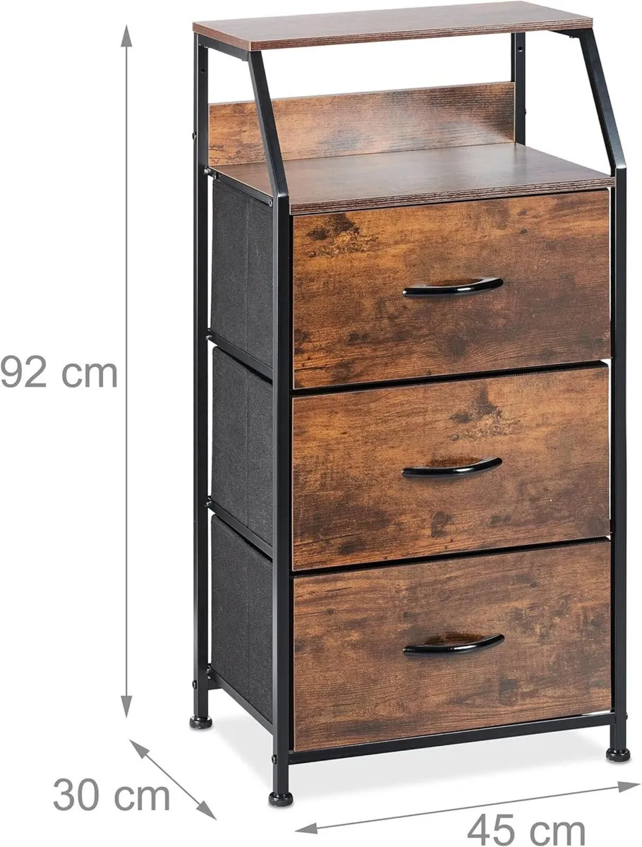 Shelf 3 Drawers 2 Shelves Vintage Look Industrial - Image 3