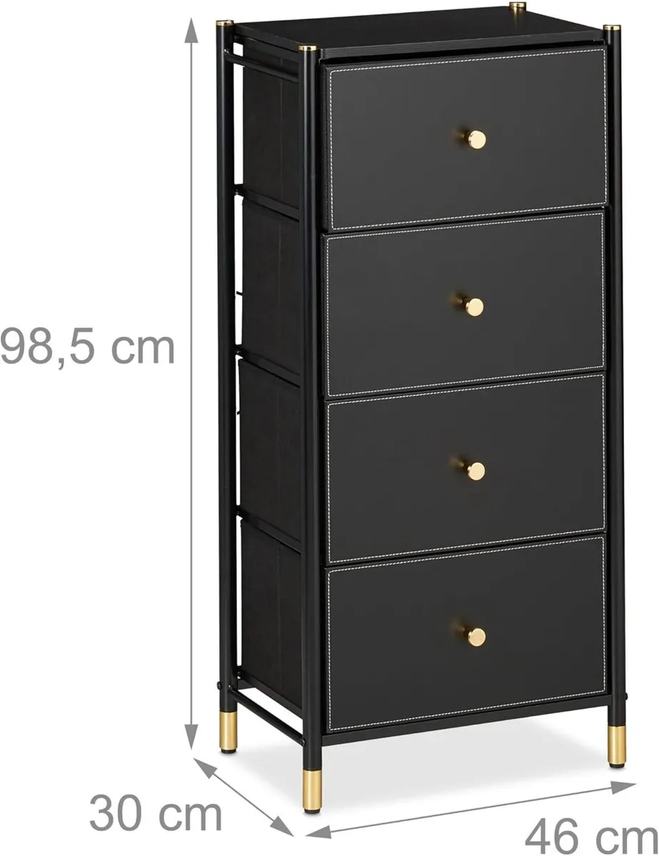 Chest HxWxD: 98.5 x 46 30 cm 4 MDF Steel Cabinet - Image 3