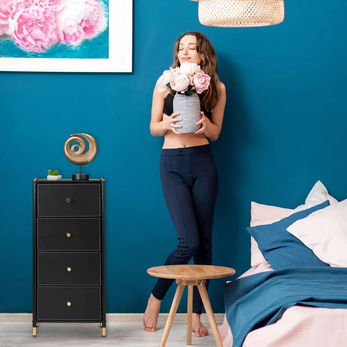 Chest HxWxD: 98.5 x 46 30 cm 4 MDF Steel Cabinet - Image 4