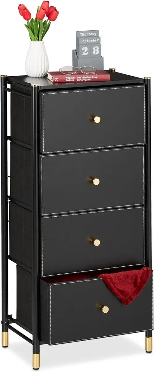 Chest HxWxD: 98.5 x 46 30 cm 4 MDF Steel Cabinet - Image 1